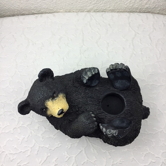 Bear Candle Holder Black Bear Cabin UpsideDown Figurine Candlesticks L10”xw6”xT6 - Picture 5 of 8